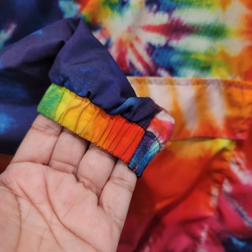 Boys XS Forever 21 Rainbow Tie Dye Front Pouch Pullover Windbreaker